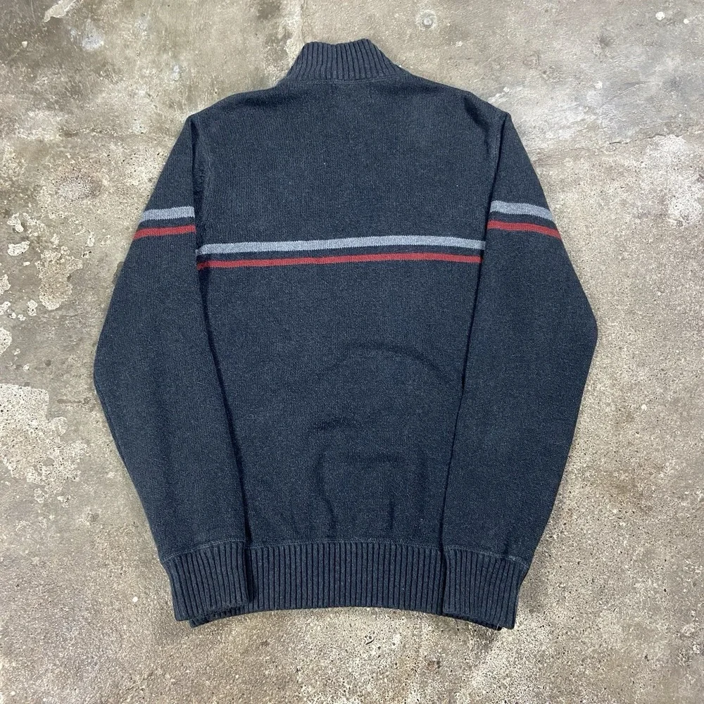 Vintage 90s Eddie Bauer 1/4 Zip Sweater Size Medium Gray Fleece Mock Pullover